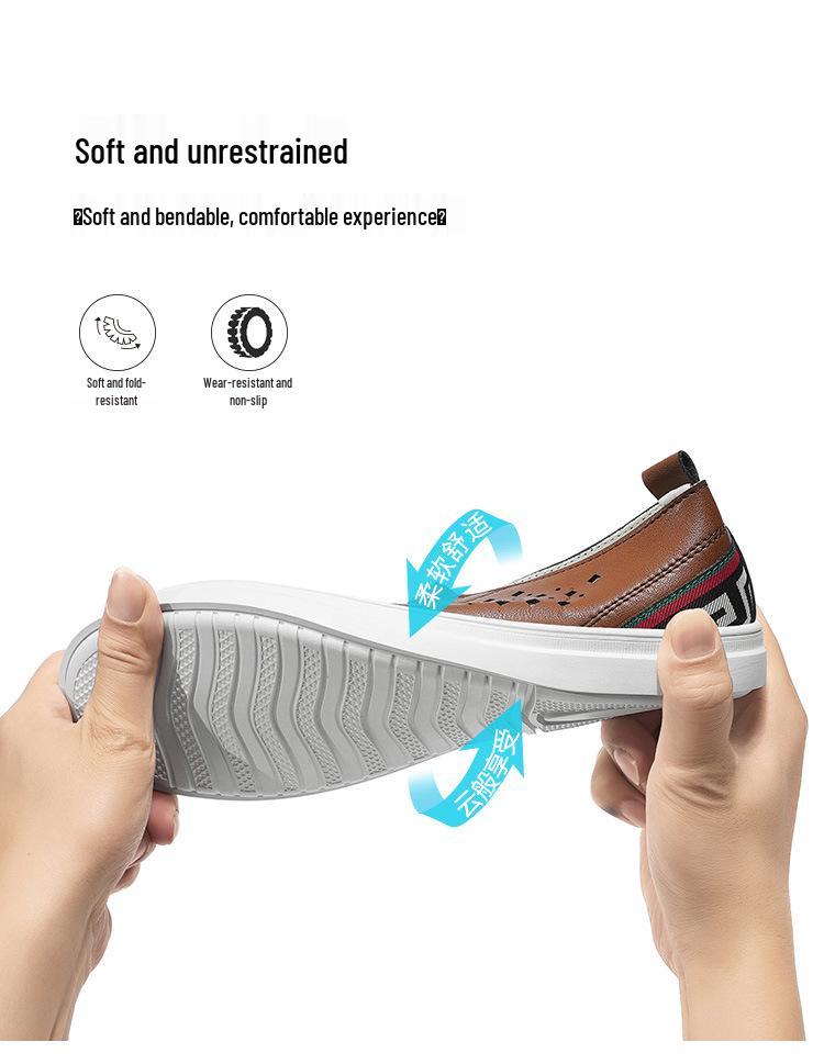 Men's Summer Breathable Casual Slip-on Shoes: Trendy Korean Style Leather Board Shoes