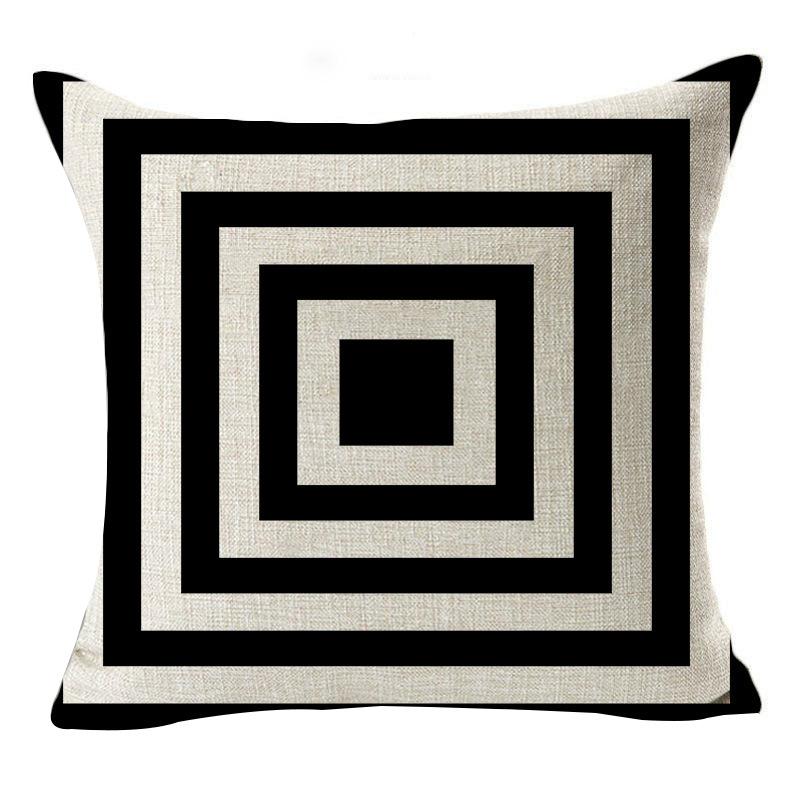 New Simple Pillowcase Black and White Geometric Wavy Linen Hug Mat Cover