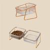 M-Modern-Pet Double Bowl Transparent High Foot Cat Bowl Drink Water Cat Food With Stand Raised Water Feeder Dog Bowl Supplies Du