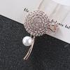Temperament Dandelion Inlaid Diamond Brooch, Women'S Coat Pearl Corsage Suit Accessories Pin