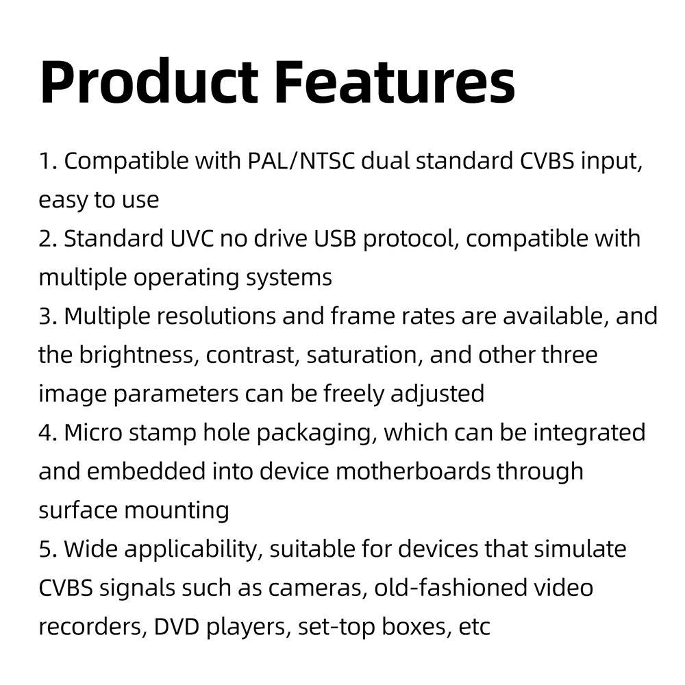 Analog AV Video to Digital USB Camera Module CVBS to USB Chip For UVC Drive-free For CVBS Signal Use