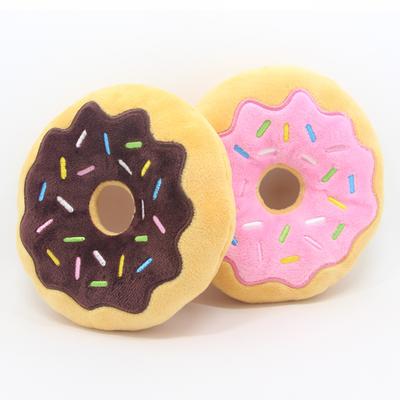Dog Toys Donut Plush Soundmaking Cute Toy Pets Dog Squeaky Sound Funny Interactive Bite-Resistant Chew Biting Teeth Grinding