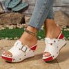 Large-Size Wedge Platform Slippers for Women – Summer New Velcro High-Heel Fashionable Slide Sandals