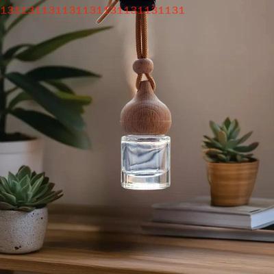 Convenient Auto Scent Dispenser; Refillable Glass Perfume Container with Hardwood Lid