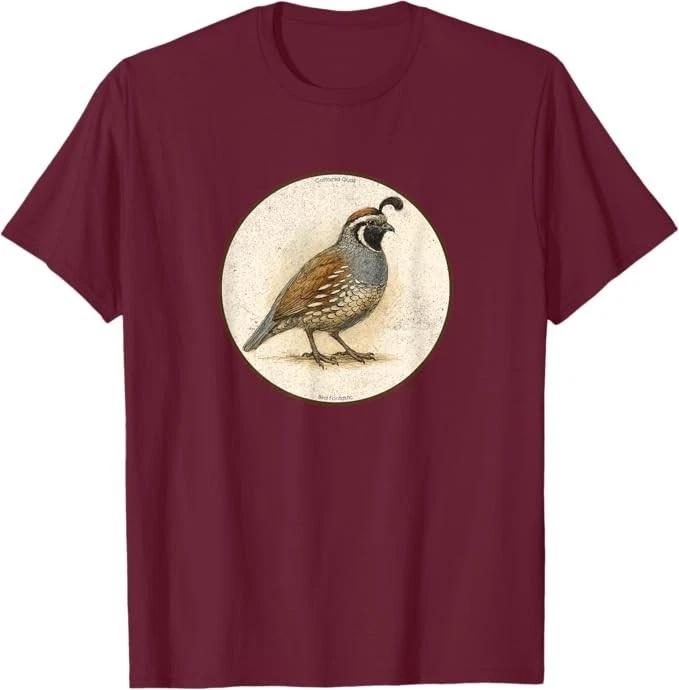 

California Quail T-Shirt Retro Bird Tee Design 10 Colors by Bird.Fan XL