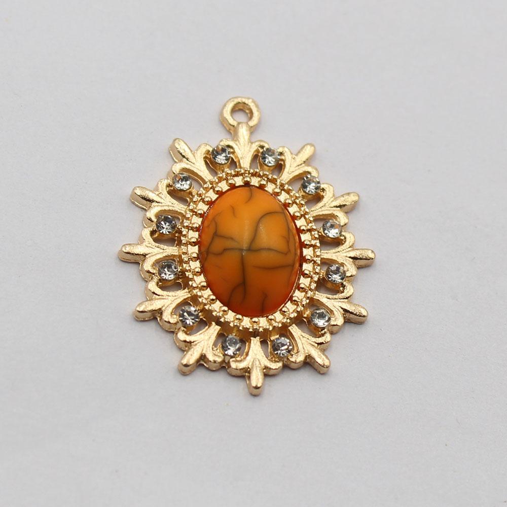 Factory direct sales of 8 pieces of 23 * 32mm oval flat bottomed turquoise pendant, suitable for DIY clothing necklace pendants