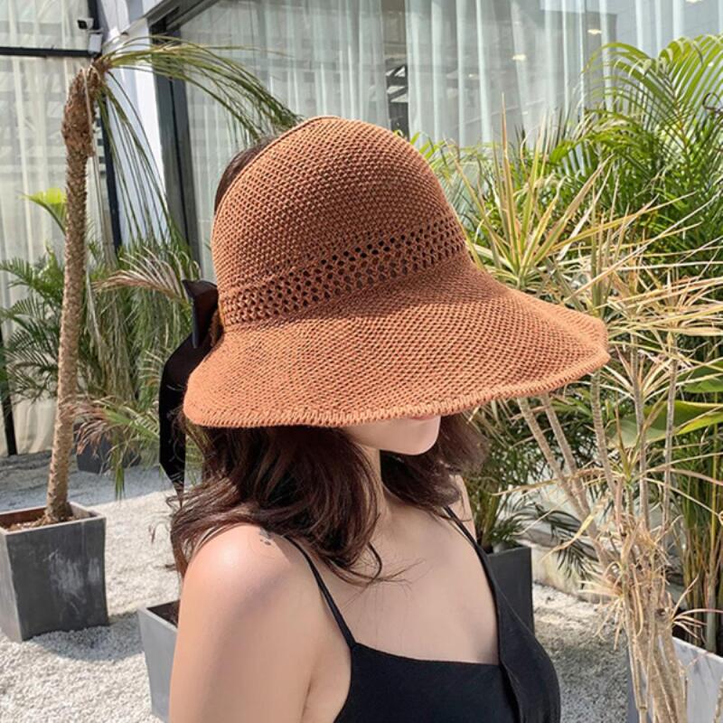 Женская летняя шляпа для отпуска с лентой и точкой, солнцезащитная кепка C6613_Black