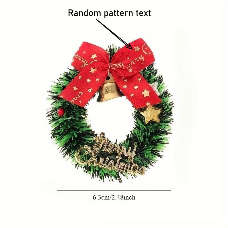 30pcs Mini Christmas Wreaths with Red Bows and Golden Bells - Plastic Holiday Decor for Christmas,Thanksgiving, New Year,Wedding