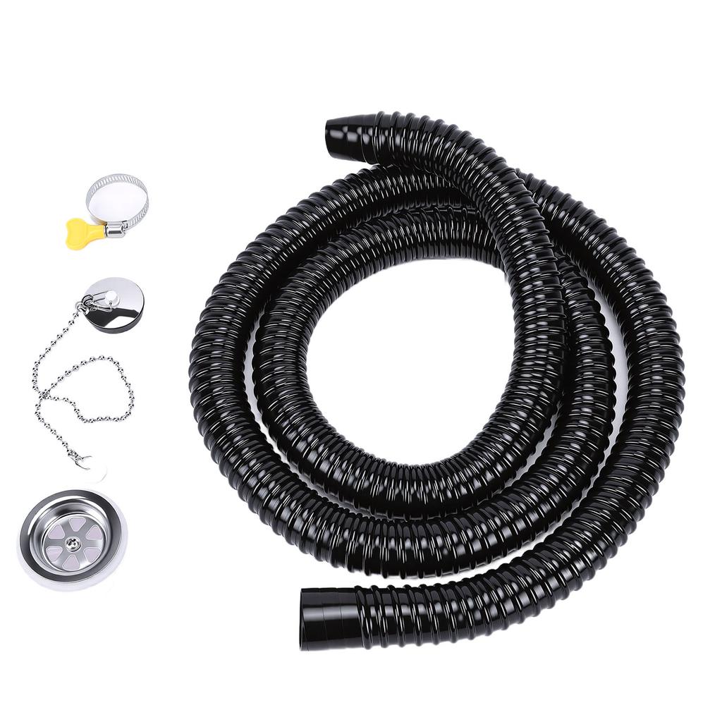 RV Sink Drain Connector and Hose Kit Leak Proof RV Sink Drainage Joint and 2m Sewer Pipe with Anti Loss Chain for Boat