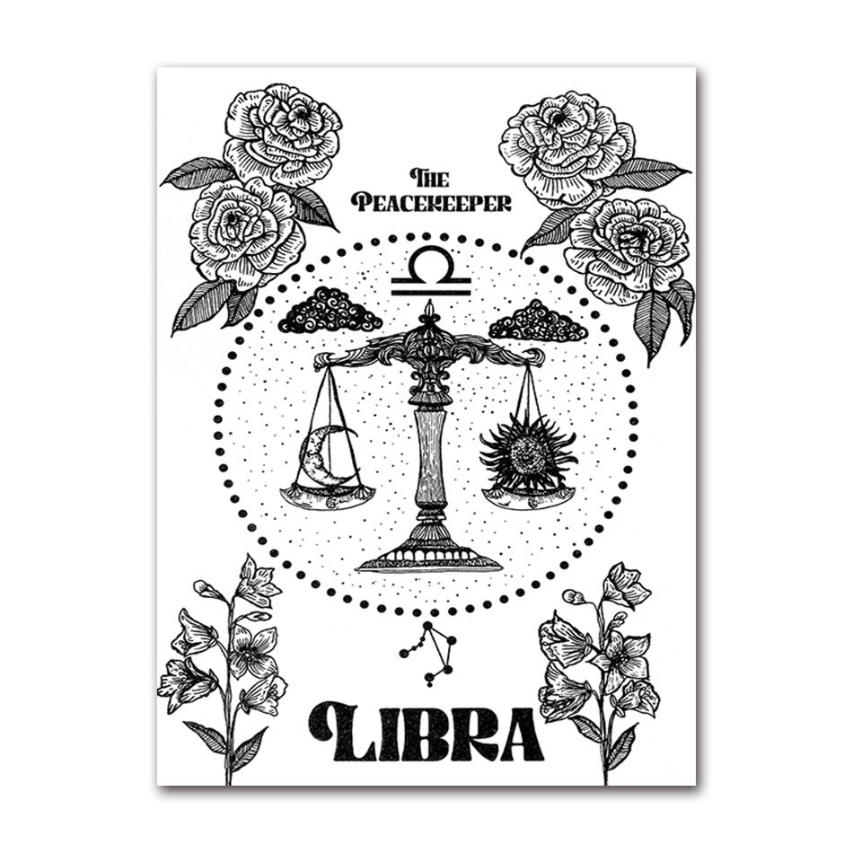 Zodiac Star Sign Wall Art Canvas Painting Astrology Posters Prints Boho Cancer Libra Gemini Constellation Living Room Home Decor