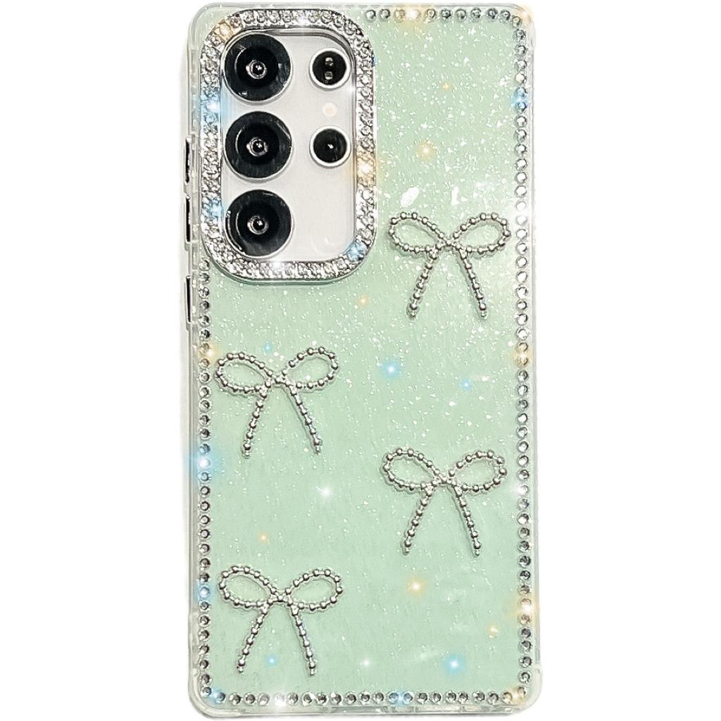 Suitable for Samsung GalaxyzA17 Flash Diamond IMD Bow Mobile Phone Case S25ULTRA A07 A55A56