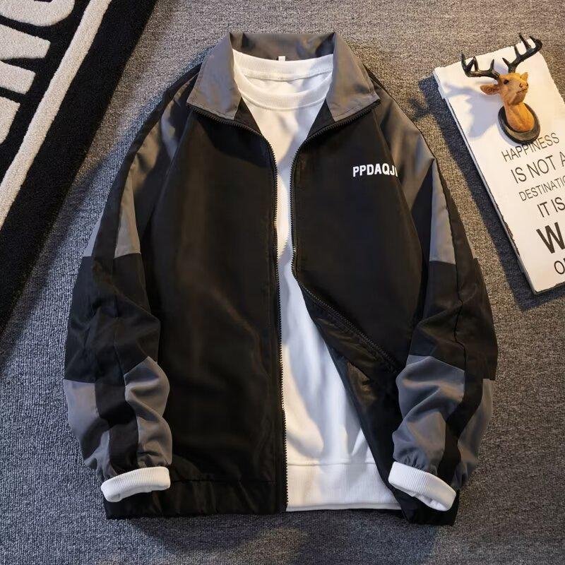 Men’s Autumn Korean Style Trendy Colorblock Baseball Jacket