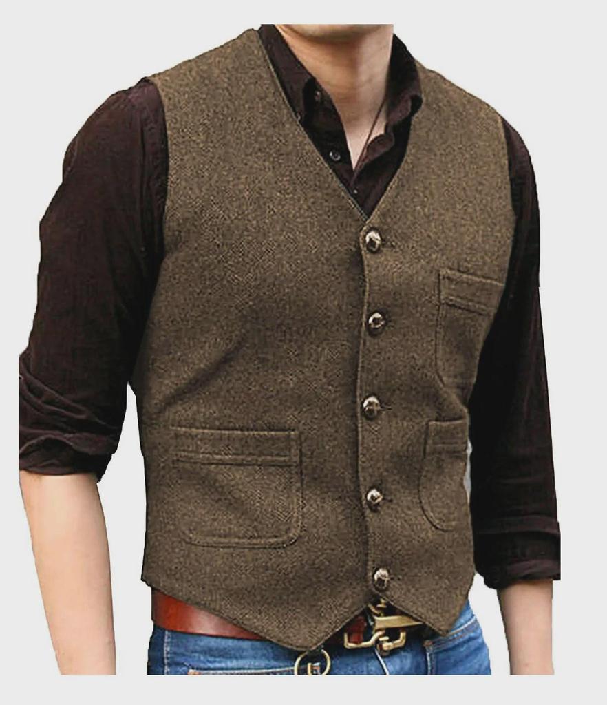 Men's V-Neck Wedding Vest - Perfect for Groom or Best Man