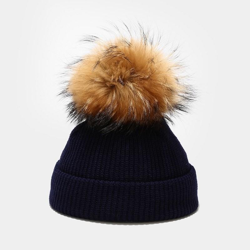 Knitted Hat For Kids Winter Warmth With Plush Ball Decoration For Outdoor Play