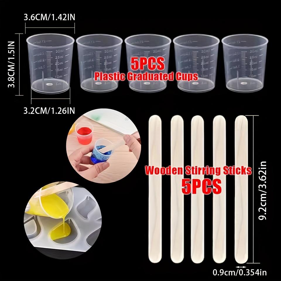 5/10/20Set 30ml/1oz Plastic Graduated Cups with Wooden Stirring Sticks Transparent Scale Cup Candle Making Kits