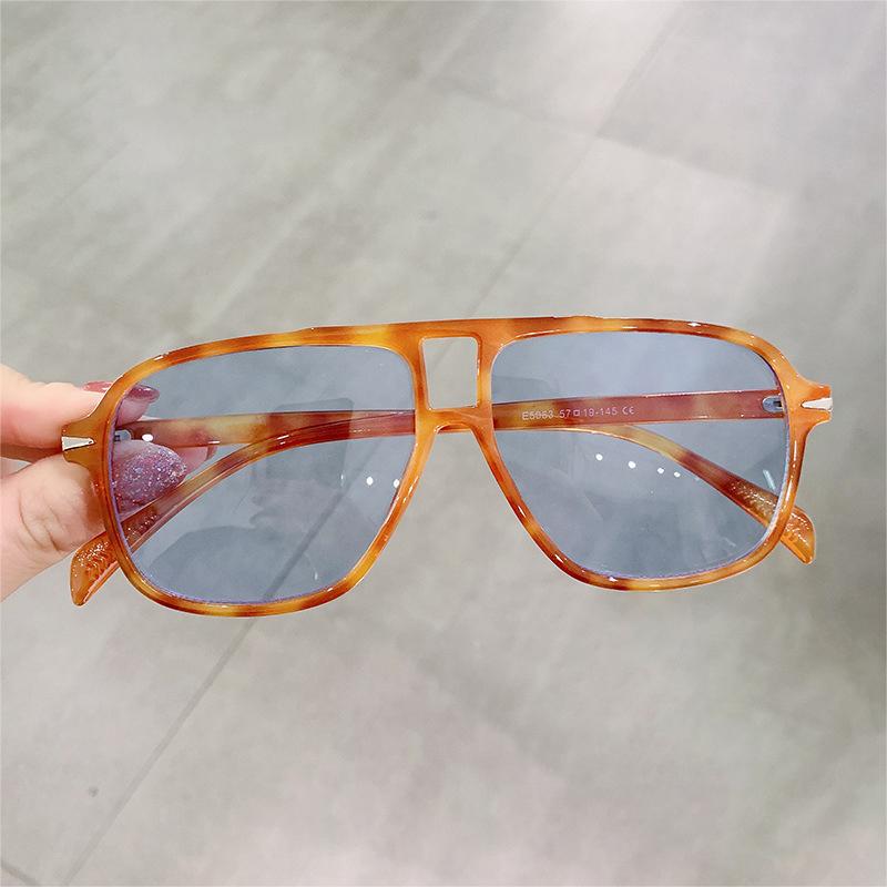 SHAUNA Retro Double Bridges Pilot Sunglasses Women Fashion Clear Ocean Gradient Lens Shades UV400 Men Square Rivets Sun Glasses