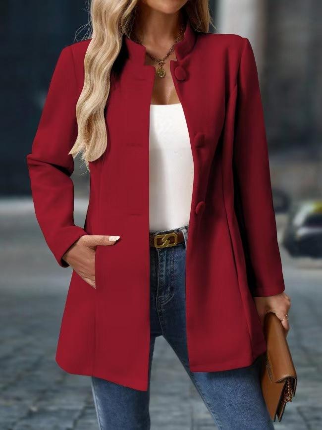 Women's Casual Turtleneck Long Woolen Coat Foreign Trade Autumn and Winter New Coat