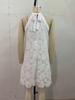 European & American Summer 2026 Sweet Holiday Halter Neck Jacquard Sleeveless White Dress