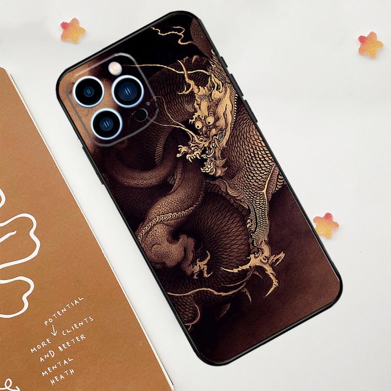 Chinese Style Crane Dragon Phone Case For iPhone 17 Pro Max 14 13 12 11 15 16 Pro Max Mini 16 Plus 16e 17 Air Funda