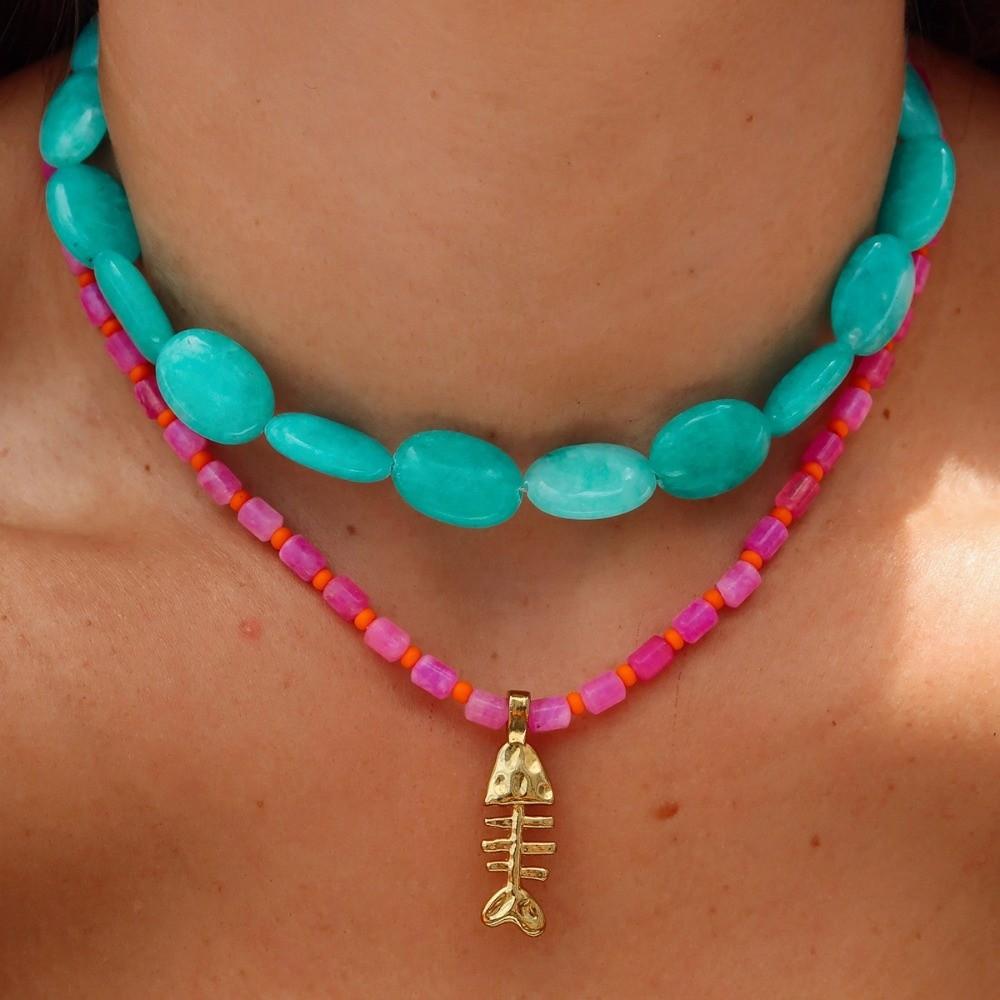Bohemian Fishbone Pendant Bead Necklace White Shell Heart DIY Choker Necklaces Women