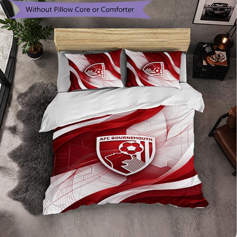 Set Biancheria da Letto Bournemouth Football 3 Pezzi Morbido Set Copripiumino con Federe Set Decorazione Camera da Letto per la Casa