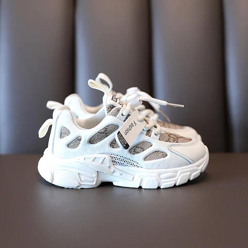 2024 Autumn Children Casual Sport Shoes Fashion Breathable Knitting Soft Bottom Non-slip Kids Sneakers For Boys Girls Size 21-36