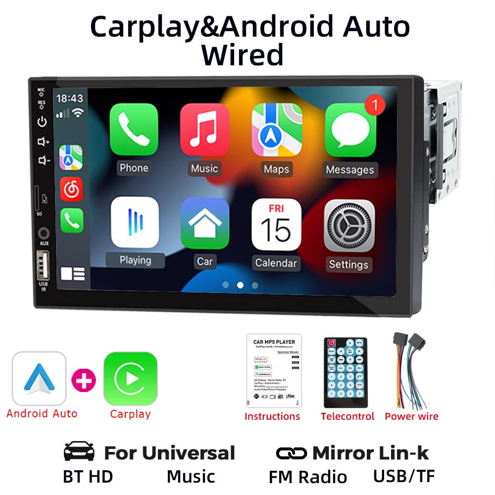 

HIPPBQCC 7 1 Din Car Radio Carplay Android Auto Multimedia Player HD Touch Screen FM AUX Input Bluetooth MirrorLink Universal