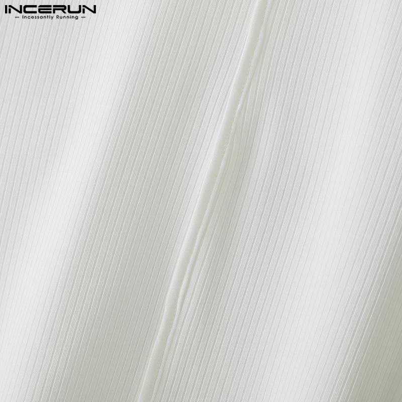 INCERUN T-shirts Tops Décontractés Ajustés à Manches Courtes et Col Revers pour Hommes