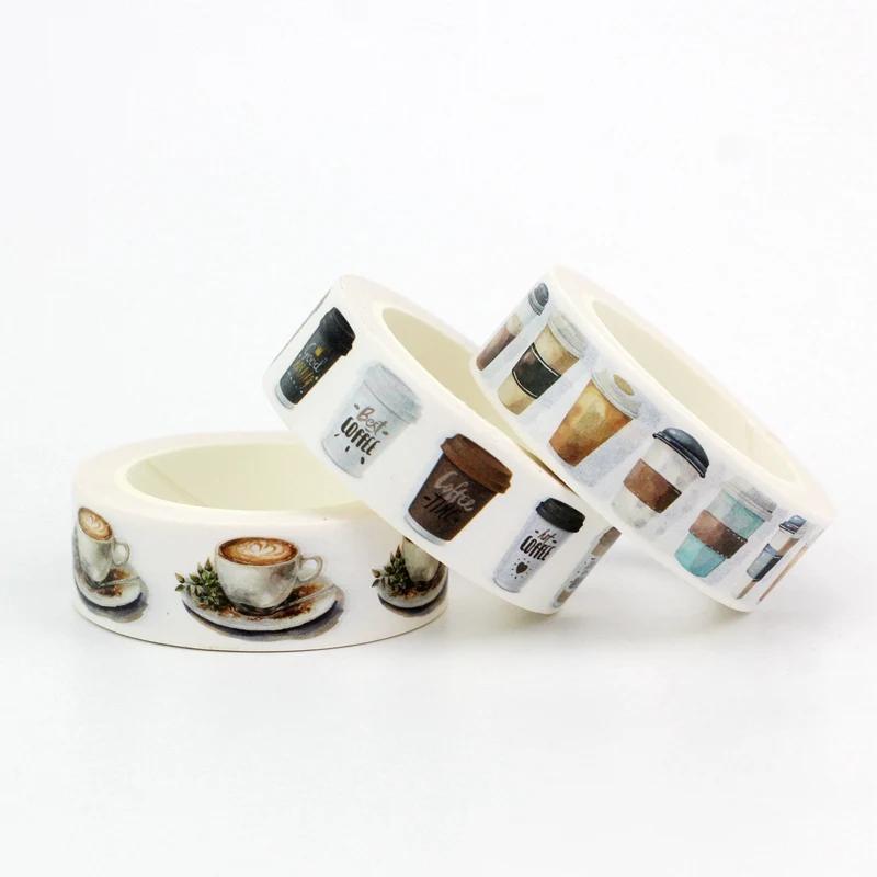 Eco Paper 1pc 10M Decor Mushrooms Flowers Cups Nautical Washi Tape Set for Scrapbooking Journaling Masking Tape Cute Stationery
