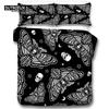 Gothic Skull Bedding Set Decorative Death Moth And Flowers Print Duvet Cover Personalized Skeleton Bones Butterfly Pillowcases