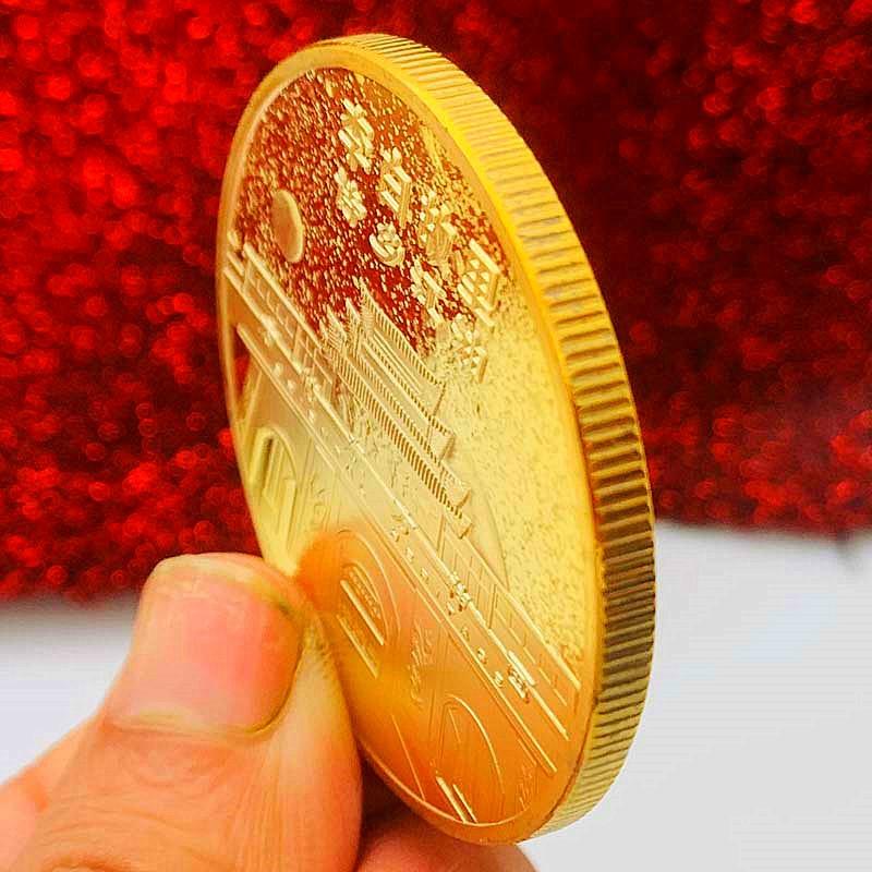 Chinese Tang Dynasty poet Li Bai, gilded color printed commemorative medal, tourist handicraft, Li Bai's hometown poet immortal coin, 45mm gold coin