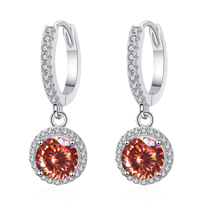 Butterflykiss 6,5 mm Mehrfarbige Tropfenohrringe aus Moissanit im portugiesischen Schliff für Damen S925 Silber Funkelnder Hochzeitsschmuck 1.0CT X  2