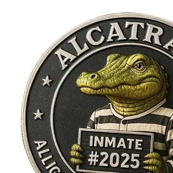 Crocodile Inmate Mugshot Coin Prison Memorabilia Crocodile Challenge Coin Florida Everglades Prison Collectible Crime History Coin Gift for Collectors