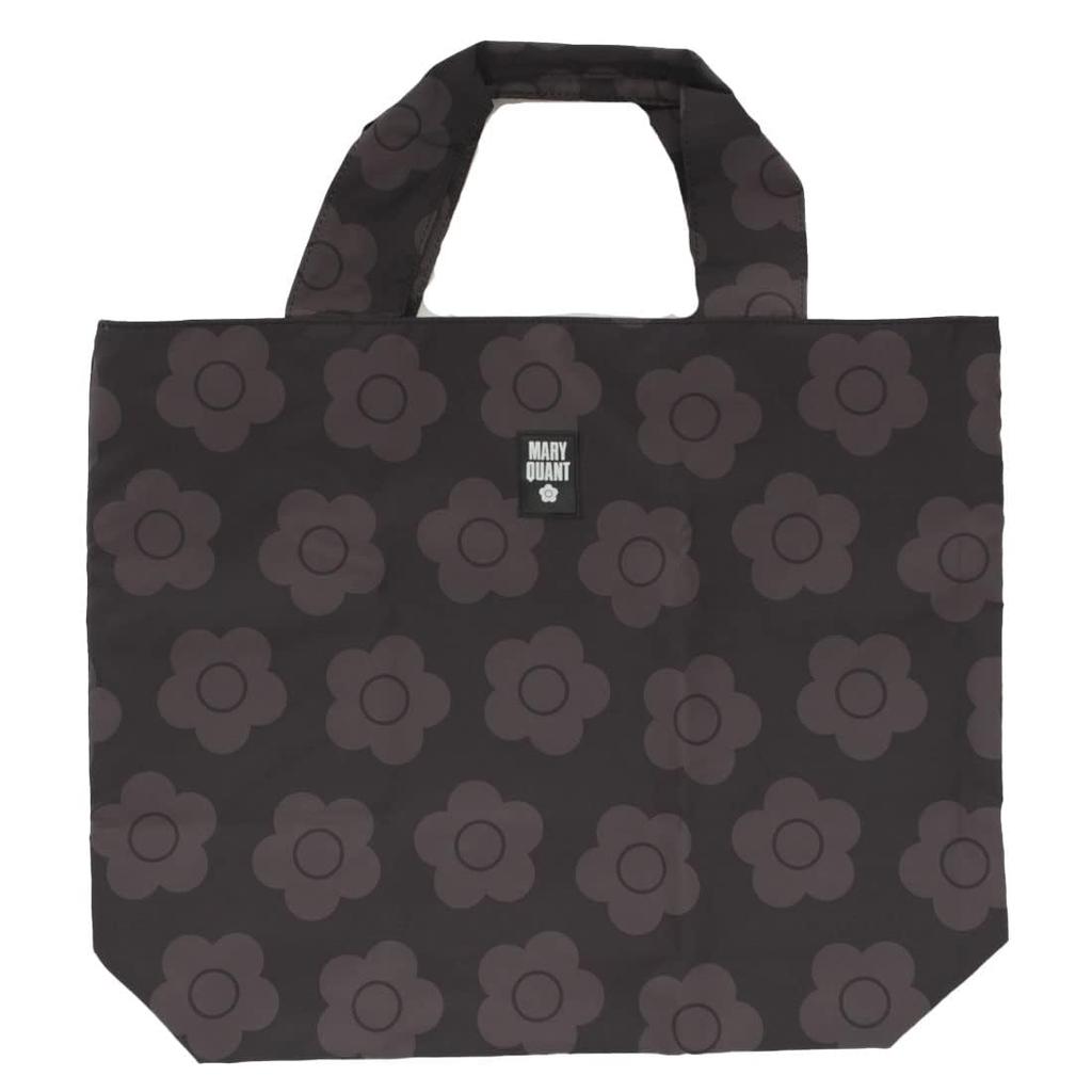 MARY QUANT Eco Bag Reusable Gift (Black/Large Size/Zippered) Compact, Washable, Bag, (Packaged) 000175-0002-02