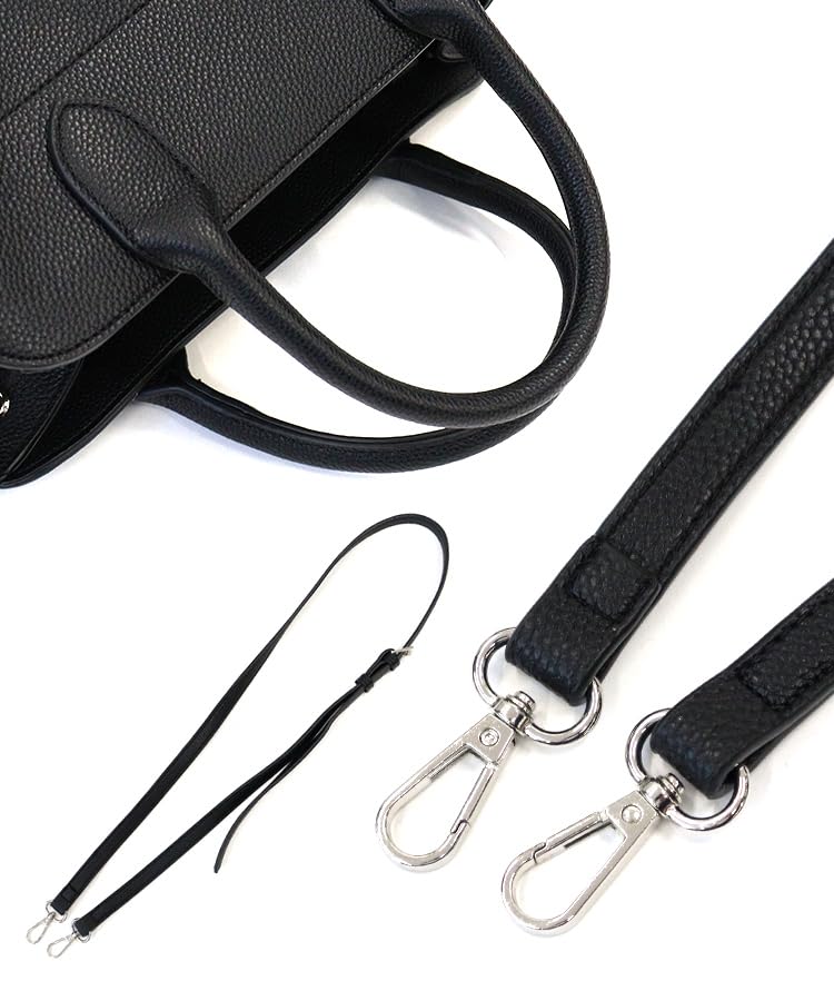 DONOBAN Women's Side Belt Tote Bag with Shoulder Strap, 2-Way Boston Bag, Black