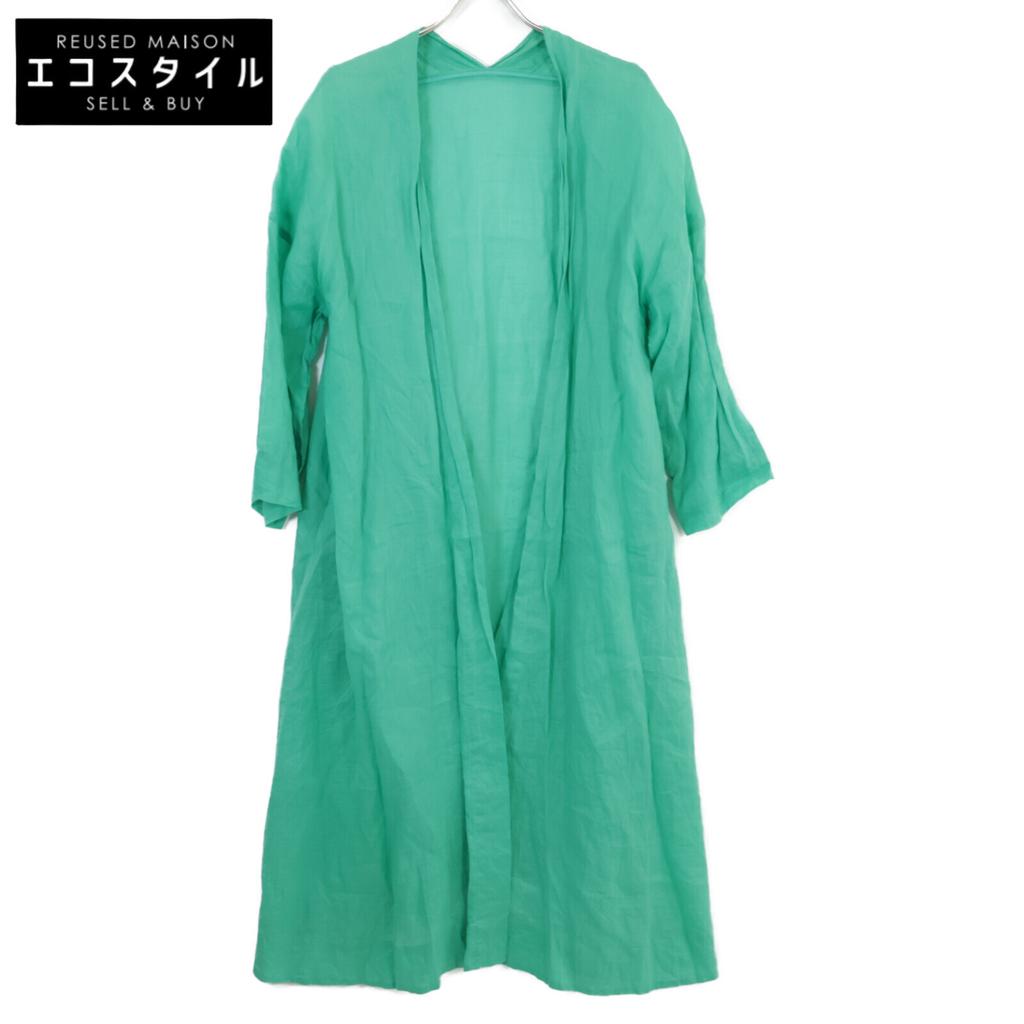 PLAIN PEOPLE Green linen gown coat coat 9 greenUsed