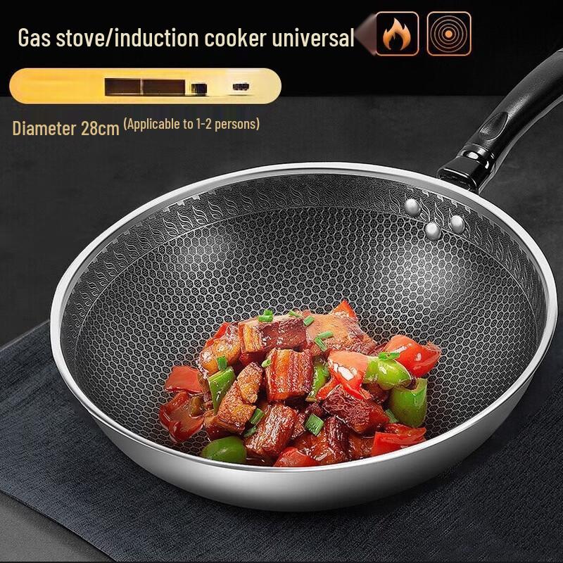 Wutuo Edelstahl Wok mit flachem Boden
