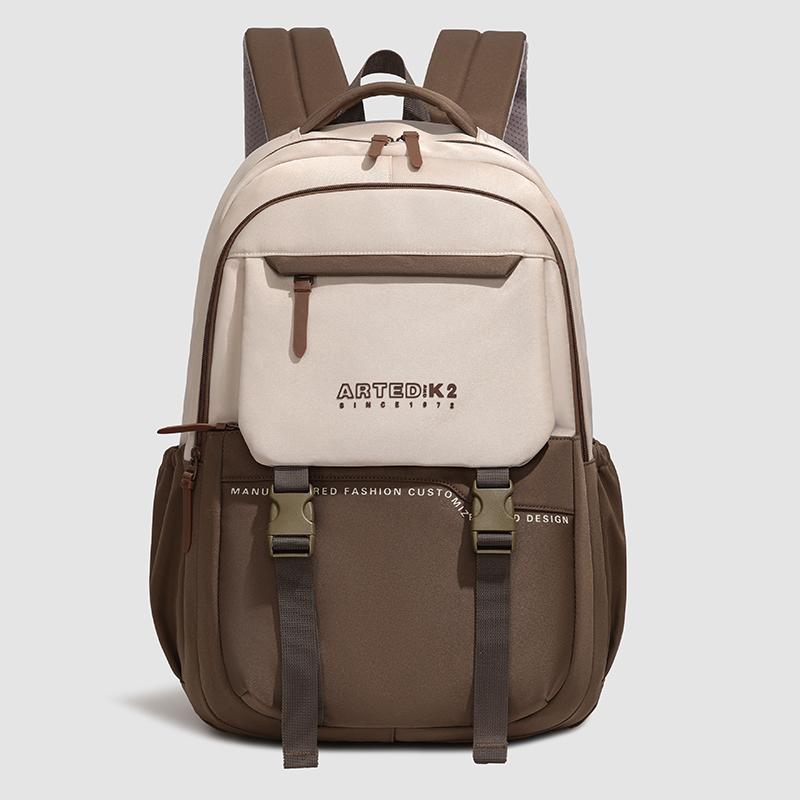 Color Block Backpack Student Lightweight Schoolbag Large Capacity Men's Outdoor Backpack