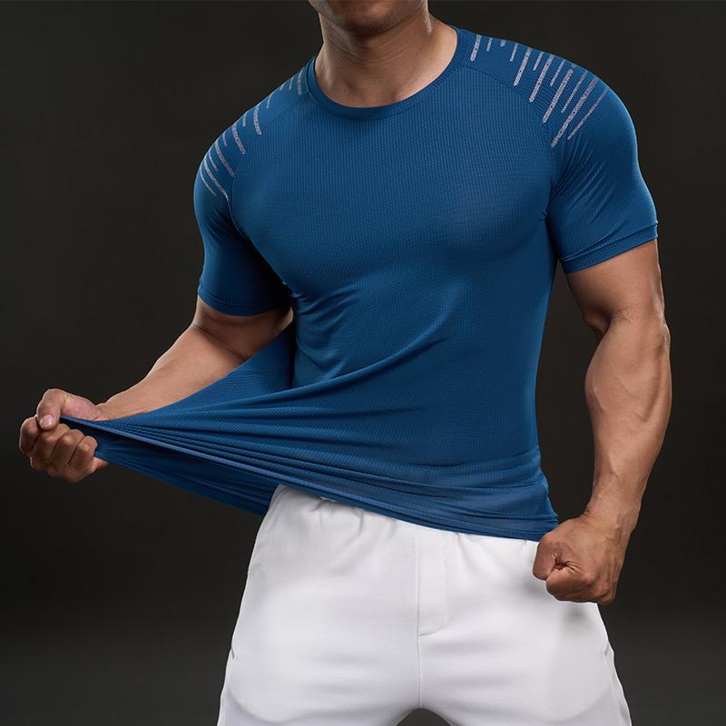 586009 Summer 2025 American Style Casual Short-sleeved Fashion Sports Slim Elastic Fitness Outdoor T-shirt