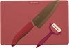 Ceramic Kitchen Bordeaux Santoku Cutting Ceramic Knife Gift Pack 3-Piece Set, (14cm Knife, Peeler, Board) GF-302B-BD