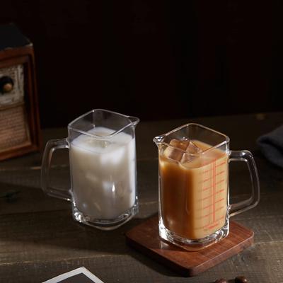 Misurino quadrato bicchierini - 4oz con manico in vetro, beccuccio a V. Ideale per Espresso, Separazione Liquidi