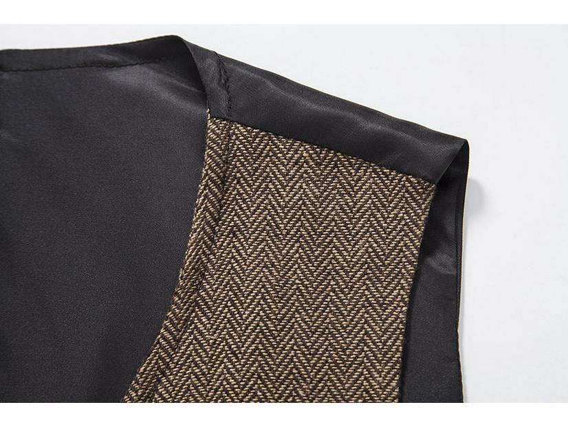 Retro Single-Breasted Men's Suit Vest with Three-Dimensional Pockets