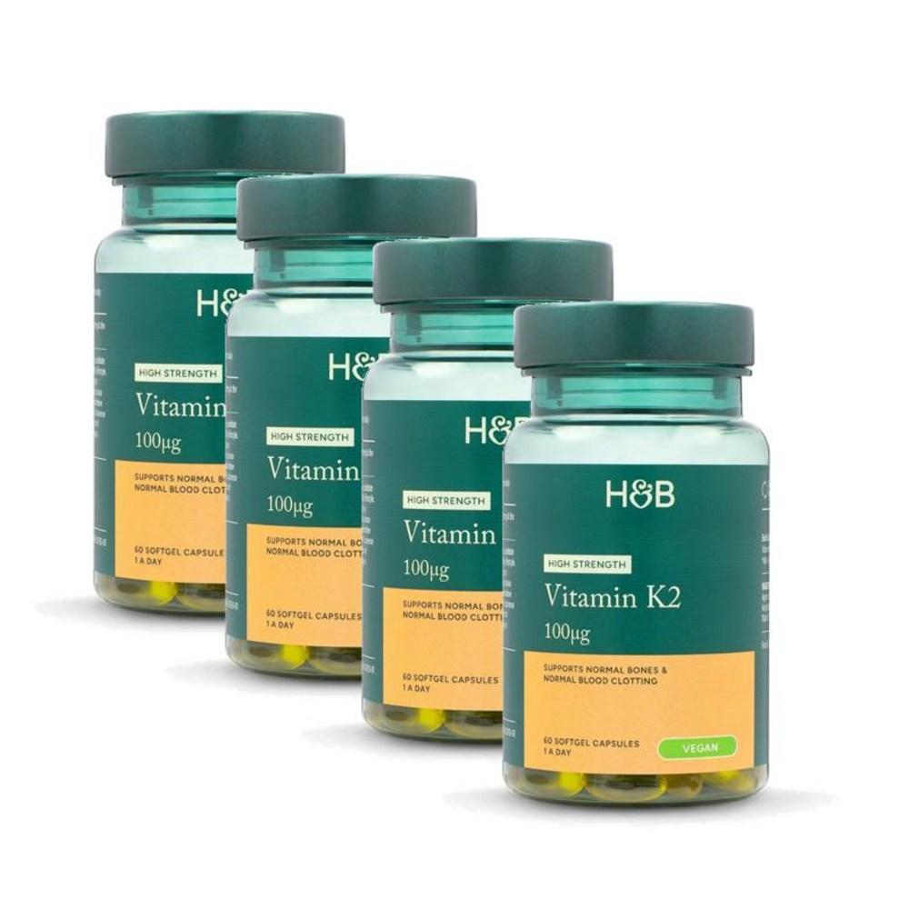 Holland & Barrett Vitamin K2 100µg High Strength Capsules & K2 4 Pcs 60 Tablets