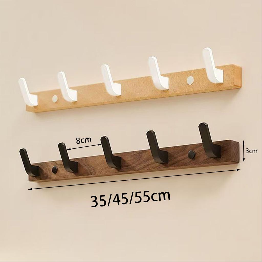 Coat Rack Wall Mount Shelf Entryway Wall Hanger for Towels Wooden Coat Hooks Hook Storage Rack for Bedroom Bathroom Kitchen