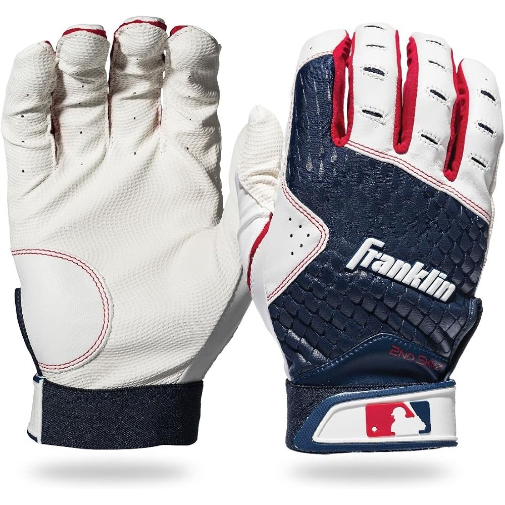 Franklin 2nd-skinz Youth Batting Gloves White/Navy Size S