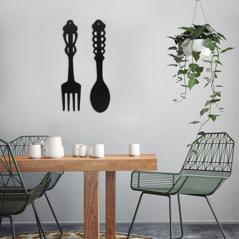 2pcs Fork and Spoon Metal Wall Decor for Kitchen Home Dining Living Room Rustic Hanging Sculpture Farmhouse Housewarming