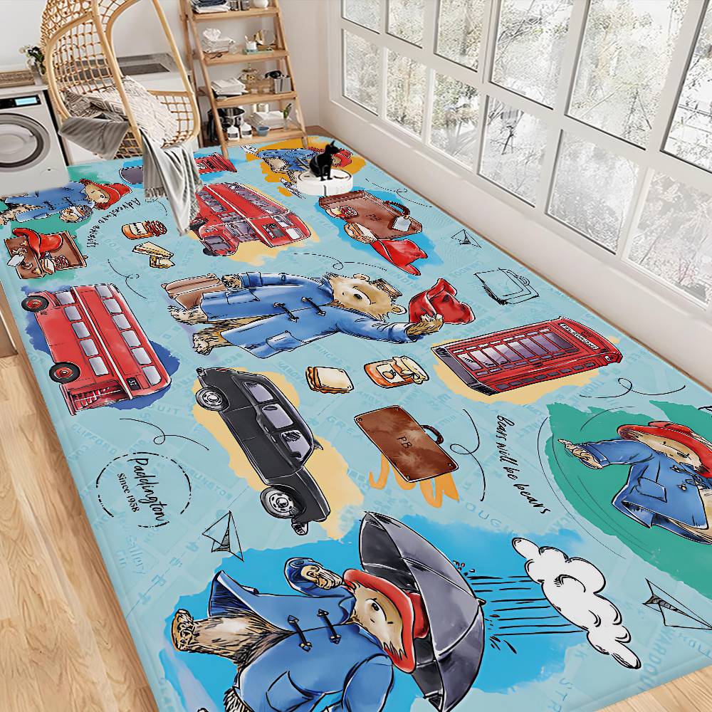 P-Paddington Bear Floor Mat Non-Slip Laundry Room Mat Laundry Decor Balcony Child Living Room Household Carpets