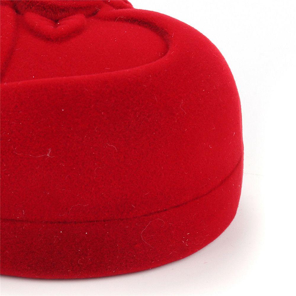 Exquisite Gift Storage Cute Velvet Ring Box Jewelry Box Wedding Ring Box Red Heart