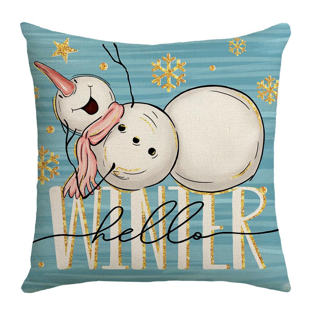 

New Christmas Decorative Pillow Cover Linen Printed Sofa Bedside Home Pillow Cover Back Pillow Cushion 45 * 45Cm (excluding pillow core)