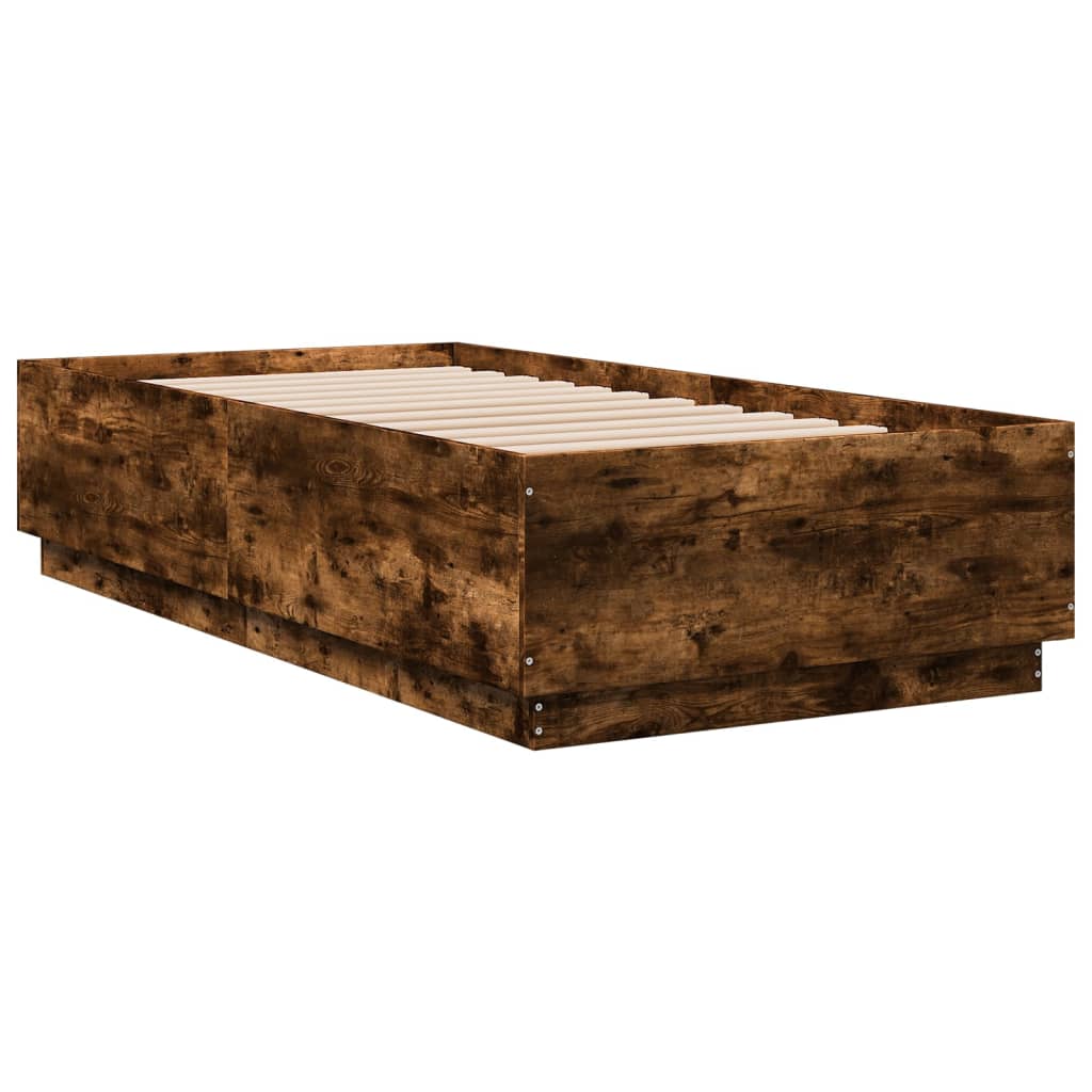 Bed Frame Smoked Oak 90 X 190 Cm Wood Based Material